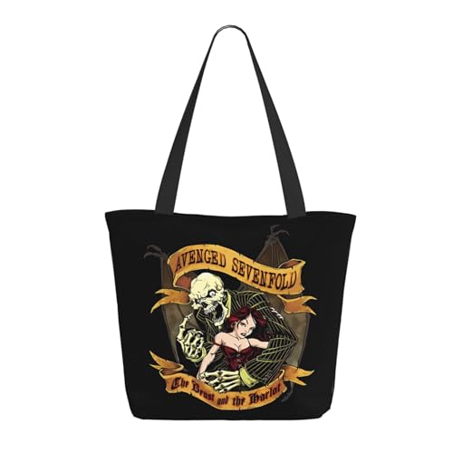 RINAFAIOT Frauen Sevenfold metal band Avenged Tote Bag mit Druckmuster Einkaufstasche für Alltag und Reisen Stylische Tote-Bag mit großem Fassungsvermögen von RINAFAIOT