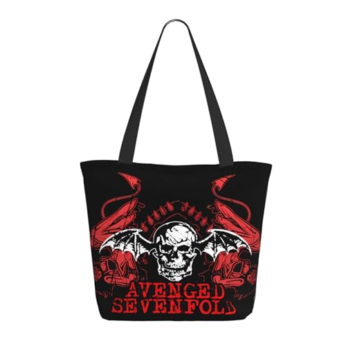 RINAFAIOT Frauen Sevenfold metal band Avenged Tote Bag mit Druckmuster Einkaufstasche für Alltag und Reisen Stylische Tote-Bag mit großem Fassungsvermögen von RINAFAIOT