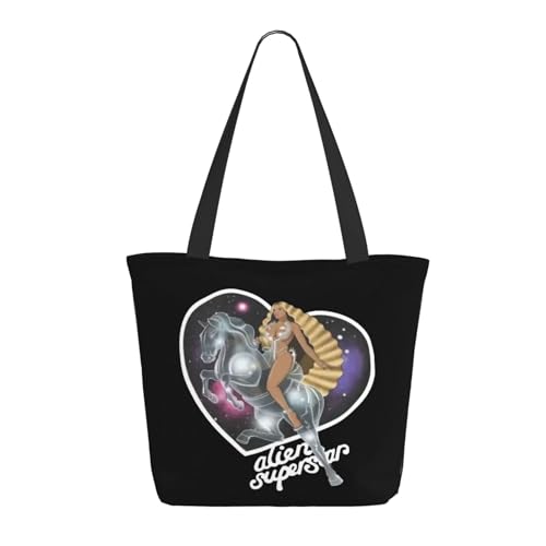 RINAFAIOT Frauen Singer Music Tote Bag mit Druckmuster Einkaufstasche für Alltag und Reisen Stylische Tote-Bag mit großem Fassungsvermögen von RINAFAIOT
