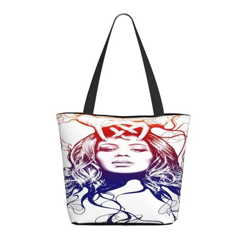 RINAFAIOT Frauen Singer Music Tote Bag mit Druckmuster Einkaufstasche für Alltag und Reisen Stylische Tote-Bag mit großem Fassungsvermögen von RINAFAIOT