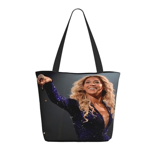 RINAFAIOT Frauen Singer Music Tote Bag mit Druckmuster Einkaufstasche für Alltag und Reisen Stylische Tote-Bag mit großem Fassungsvermögen von RINAFAIOT