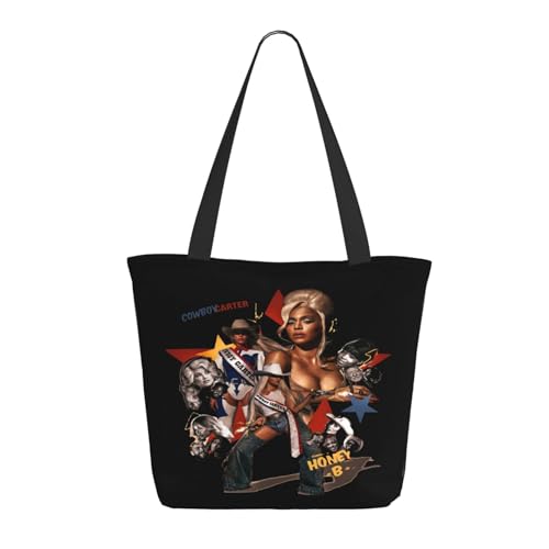 RINAFAIOT Frauen Singer Music Tote Bag mit Druckmuster Einkaufstasche für Alltag und Reisen Stylische Tote-Bag mit großem Fassungsvermögen von RINAFAIOT