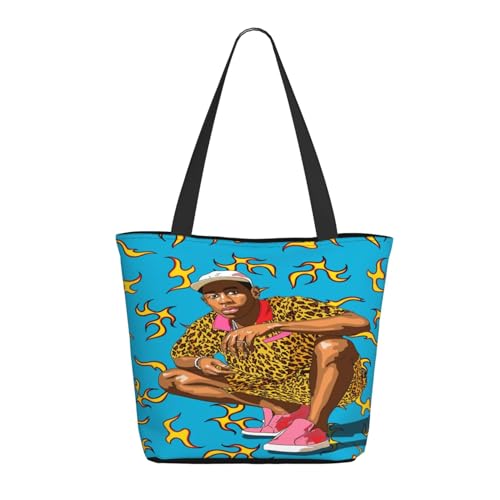 RINAFAIOT Frauen Tyler Rapper The Creator Singer Music Tote Bag mit Druckmuster Einkaufstasche für Alltag und Reisen Stylische Tote-Bag mit großem Fassungsvermögen von RINAFAIOT