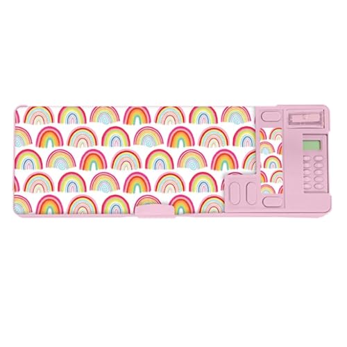 RINCS Essentials Federmäppchen für Kinder – inklusive Taschenrechner, Spitzer, Stundenplan und Aufkleber, 2 große Pop-Out-Fächer mit Druckknopf, multifunktionale Schreibwaren-Box, mehrfarbig von RINCS Essentials