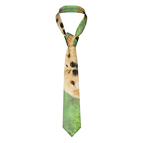 Herren-Krawatte mit goldenem Retriever-Druck, Seidenkrawatte, mehrfarbig, luxuriöse Hochzeit, Business, Krawatte, Hemd-Accessoires, Hund Golden Retriever, Einheitsgröße von RINISA