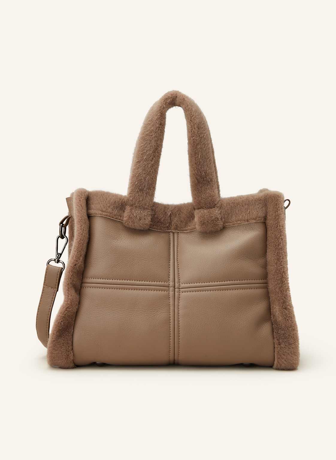 Rino & Pelle Handtasche Hat Mit Kunstfell beige von RINO & PELLE