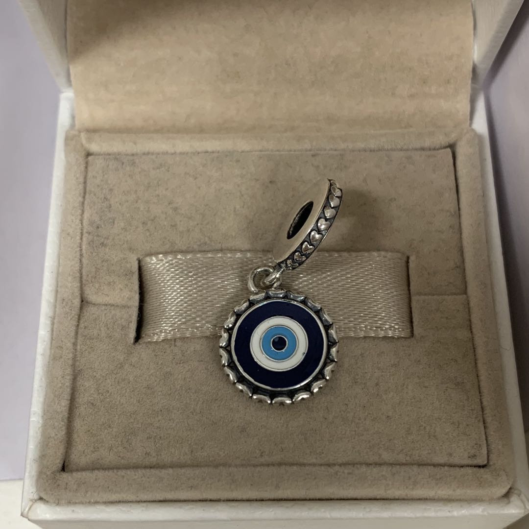 Evil Eye Baumeln Charm, 100% 925 Sterling Silber & Emaille, , Charms Für Armband, Voll Gestempelt, Halskette Anhänger, Emaille Handwerkskunst von RINPOCHEsCollections