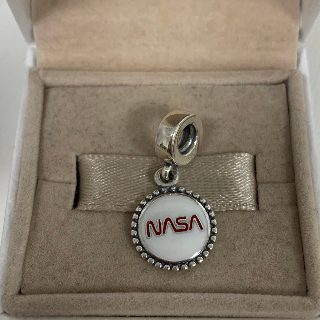 Nasa Exclusive Dangle Charm Anhänger, S925 Sterling Silber Schmuck, Für Armband, Anhänger Halskette, Kreis, Weiß, Emaille Prozess von RINPOCHEsCollections