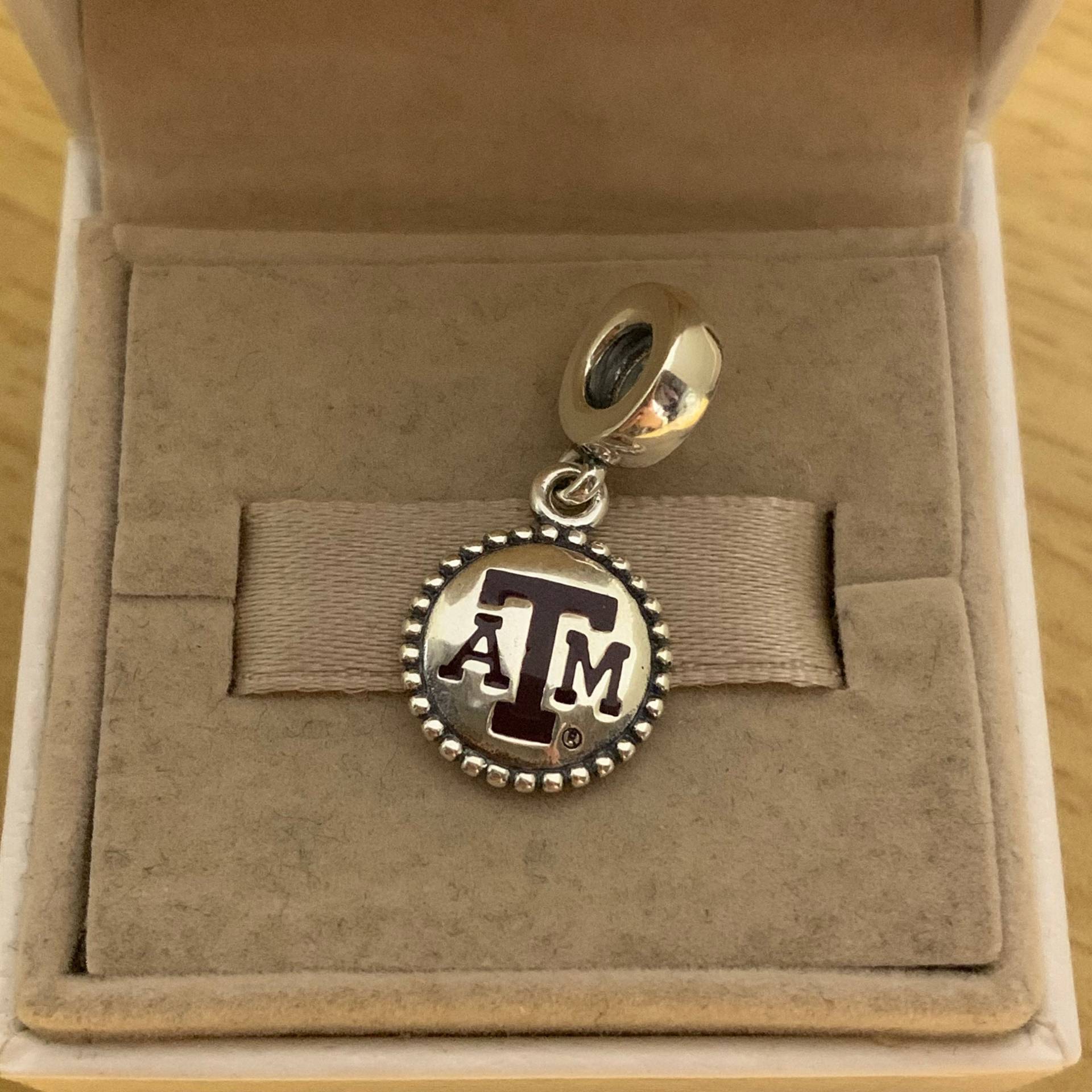 Pandora Charm Texas A & M Universität Anhänger S925 Dangle, Für Armbänder, Halsketten, Mixed Emaille, Mit Geschenkbox, Geschenk von RINPOCHEsCollections