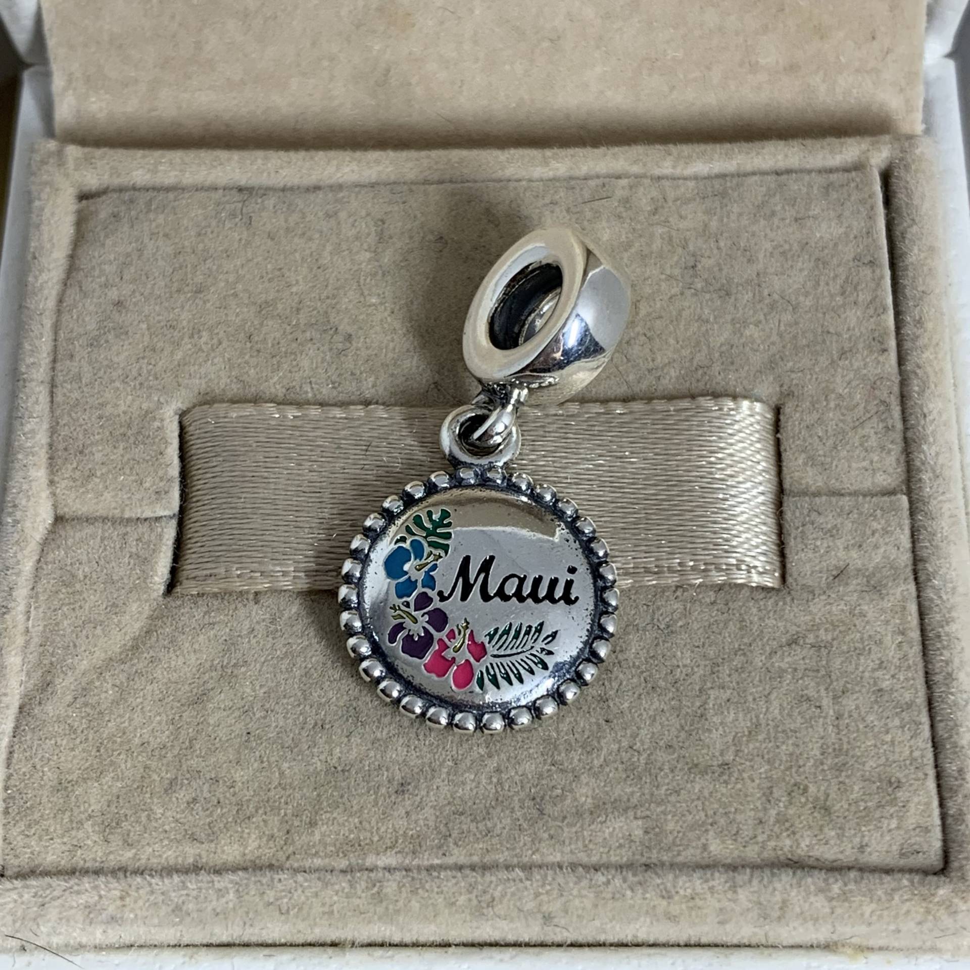 Pandora Hawaii Exclusive Maui Blumen-Charm-Anhänger, Reise, S925 Sterling Silber Schmuck ， Für Armband Halskette Emaille-Handwerk von RINPOCHEsCollections