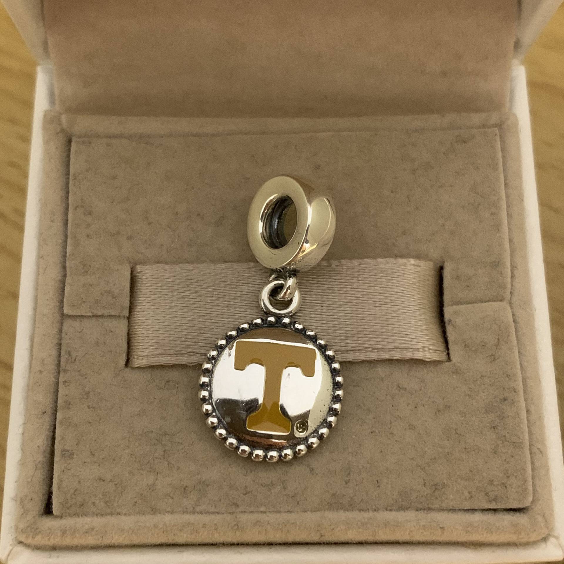 Tennessee Buchstabe T Alphabet Charm Anhänger, S925 Sterling Silber Schmuck, Für Armbänder, Halsketten, Gemischte Emaille, Mit Geschenkbox von RINPOCHEsCollections