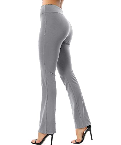 RIOJOY Bootcut Yogahose Damen Lang Schlaghose High Waist Flared Leggings Ausgestellte Jazzpants Yoga Pants Jogginghose Freizeithose, Hellgrau L von RIOJOY