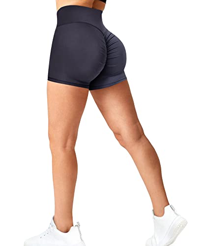 RIOJOY Damen Booty Shorts Scrunch Butt Kurze Leggings Sexy Figurformend Sportshorts Radlerhose Hotpants, Dunkelblau M von RIOJOY