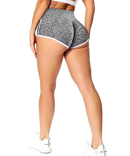 RIOJOY Damen Booty Shorts Scrunch Butt Kurze Leggings Sexy Figurformend Sportshorts Radlerhose Hotpants, Grau XXL von RIOJOY