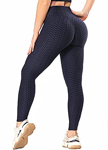 RIOJOY Damen Push Up Leggings - High Waist Anti Cellulite Leggins Scrunch Butt Po Lifting Sporthose Yogahose, Dunkelblau XXL von RIOJOY