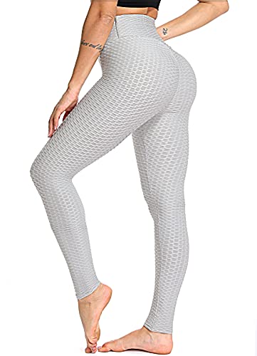 RIOJOY Damen Push Up Leggings - High Waist Anti Cellulite Leggins Scrunch Butt Po Lifting Sporthose Yogahose, Grau L von RIOJOY