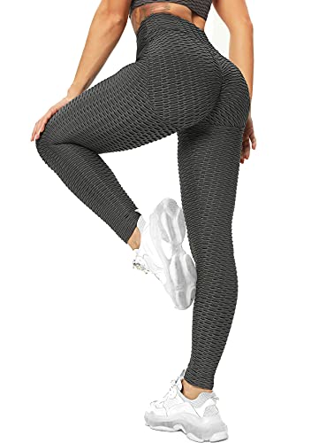 RIOJOY Damen Push Up Leggings - High Waist Anti Cellulite Leggins Scrunch Butt Po Lifting Sporthose Yogahose, Grau L von RIOJOY