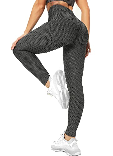 RIOJOY Damen Push Up Leggings - High Waist Anti Cellulite Leggins Scrunch Butt Po Lifting Sporthose Yogahose, Grau S von RIOJOY