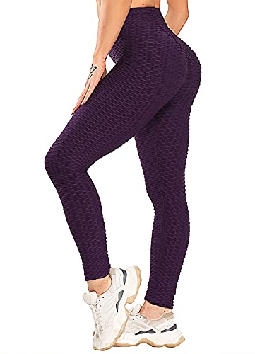 RIOJOY Damen Push Up Leggings - High Waist Anti Cellulite Leggins Scrunch Butt Po Lifting Sporthose Yogahose, Purpur L von RIOJOY