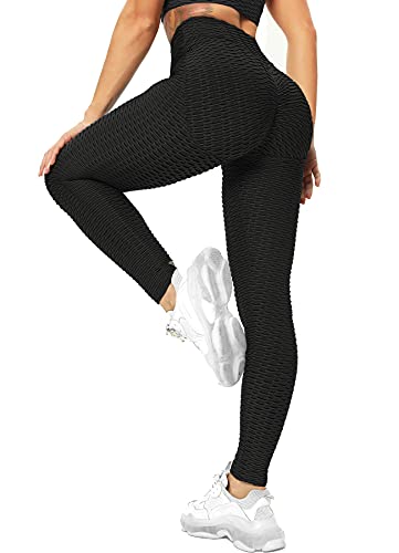 RIOJOY Damen Push Up Leggings - High Waist Anti Cellulite Leggins Scrunch Butt Po Lifting Sporthose Yogahose, Schwarz XL von RIOJOY