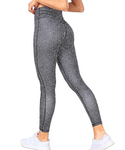 RIOJOY Leggings Damen High Waist Sportleggins Damen Lang Sporthose Yogahose Blickdicht Sport Tights für Fitness Training Casual Punkte L von RIOJOY