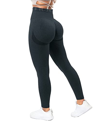 RIOJOY Scrunch Butt Leggings Damen High Waist Seamless Push Up Booty Leggins Hose für Sport Yoga Fitness Gym Workout, Dunkelblau XS von RIOJOY