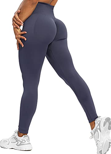 RIOJOY Scrunch Butt Leggings Damen High Waist Seamless Push Up Booty Leggins Hose für Sport Yoga Fitness Gym Workout, Dunkelblau S von RIOJOY