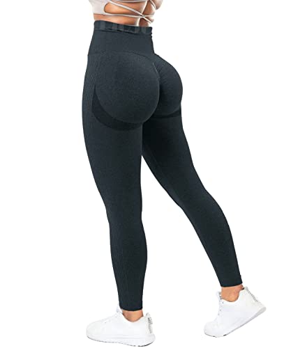 RIOJOY Scrunch Butt Leggings Damen High Waist Seamless Push Up Booty Leggins Hose für Sport Yoga Fitness Gym Workout, Dunkelblau M von RIOJOY