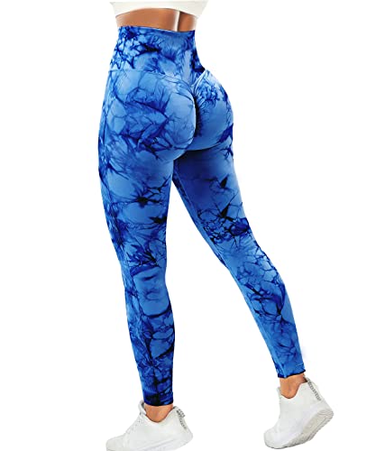 RIOJOY Scrunch Butt Leggings Damen High Waist Seamless Push Up Booty Leggins Hose für Sport Yoga Fitness Gym Workout, Dunkelblau L von RIOJOY