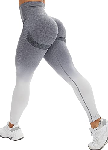 RIOJOY Scrunch Butt Leggings Damen High Waist Seamless Push Up Booty Leggins Hose für Sport Yoga Fitness Gym Workout, Grau XS von RIOJOY