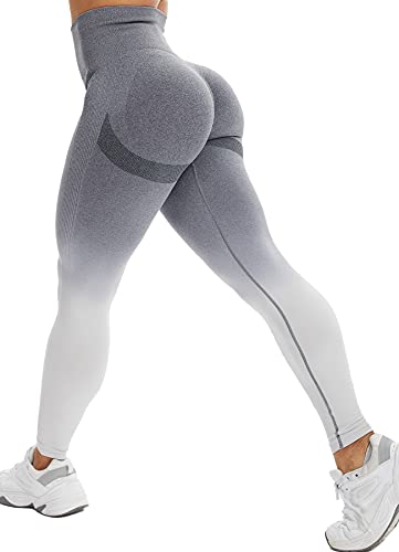 RIOJOY Scrunch Butt Leggings Damen High Waist Seamless Push Up Booty Leggins Hose für Sport Yoga Fitness Gym Workout, Grau S von RIOJOY