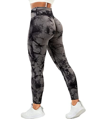 RIOJOY Scrunch Butt Leggings Damen High Waist Seamless Push Up Booty Leggins Hose für Sport Yoga Fitness Gym Workout, Grau L von RIOJOY