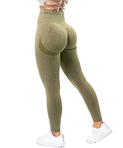 RIOJOY Scrunch Butt Leggings Damen High Waist Seamless Push Up Booty Leggins Hose für Sport Yoga Fitness Gym Workout, Grün S von RIOJOY