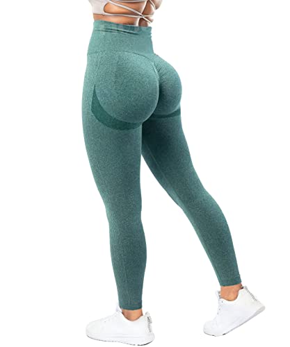 RIOJOY Scrunch Butt Leggings Damen High Waist Seamless Push Up Booty Leggins Hose für Sport Yoga Fitness Gym Workout, Grün M von RIOJOY