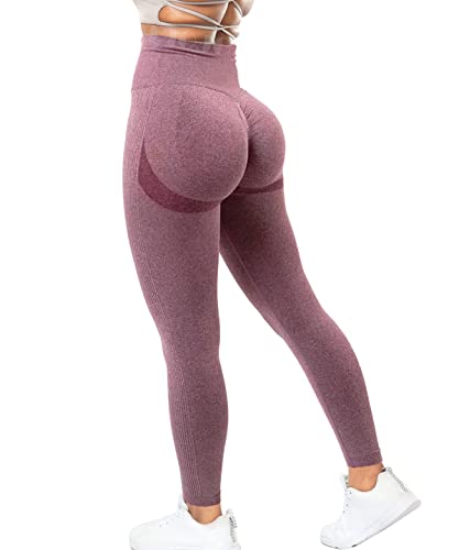 RIOJOY Scrunch Butt Leggings Damen High Waist Seamless Push Up Booty Leggins Hose für Sport Yoga Fitness Gym Workout, Violett S von RIOJOY