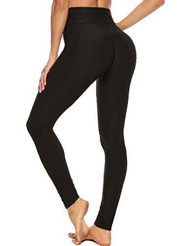 RIOJOY Scrunch Butt Leggings Damen Push Up Po Boom Booty Leggins Anti Cellulite High Waist Lange Sporthose Yogahose, Schwarz M von RIOJOY