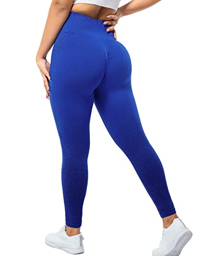 RIOJOY Scrunch Butt Sport Leggings Damen High Waist Push Up Booty Gym Shape Sportleggins, Kobalt L von RIOJOY