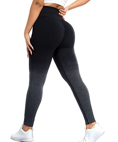 RIOJOY Scrunch Butt Sport Leggings Damen High Waist Push Up Booty Gym Shape Sportleggins, Schwarz S von RIOJOY
