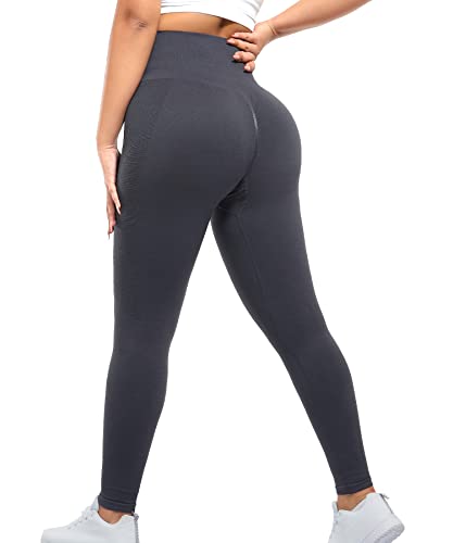 RIOJOY Scrunch Butt Sport Leggings Damen High Waist Push Up Booty Gym Shape Sportleggins, Grau L von RIOJOY