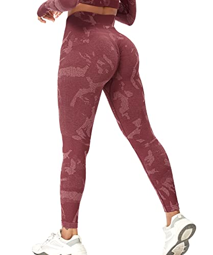 RIOJOY Scrunch Butt Sport Leggings Damen High Waist Seamless Gym Fitness Booty Leggings Sporthose, Camo Braun L von RIOJOY