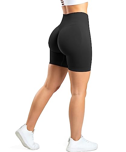 RIOJOY Scrunch Butt Sport Shorts Damen Seamless Push Up Leggings Kurz Gym Fitness Workout Booty Shorts, Schwarz M von RIOJOY