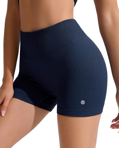 RIOJOY Sport Shorts Damen, Nahtlose Workout Short für Frauen, 4'' Hochtaillierte Bauchkontroll, Ohne Vordernaht Yoga Biker Athletic Laufshorts RIOJOY Sport Shorts Damen, Nahtlose Workout Short für Frauen, 4'' Hochtaillierte Bauchkontroll, Ohne Vordernaht Yoga Biker Athletic Laufshorts von RIOJOY