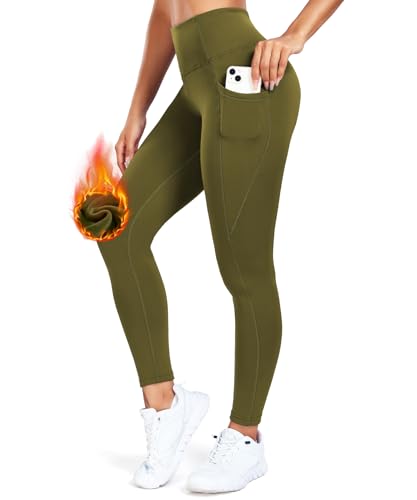 RIOJOY Thermo Leggings mit Tasche Damen Winter Leggings hohe Taille Sport Leggings gefüttert Fleece warme Leggings Yogahose Hose von RIOJOY