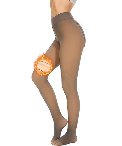 RIOJOY Thermostrumpfhosen für Damen Winter Gefütterte Strumpfhose Dicke Transparente Thermo Feinstrumpfhose von 300g, Grau M von RIOJOY