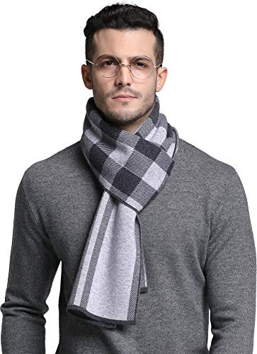 RIONA Herren Australian Merino Wolle Plaid Strickschal - Weiche Warme Gentleman Krawatten einheitsgröße 9640_liGrau von RIONA