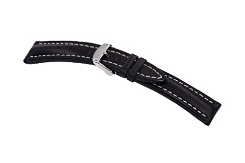 RIOS 1931 Herren Uhrenarmband Juchtenleder Modell Tornado 22/20 mm Schwarz von RIOS1931