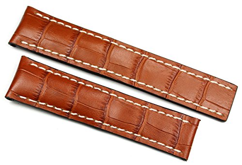 RIOS 1931 Deutsch 20mm Kalbseder für Breitling Faltschließe Uhrenarmband Alligator Narbung braun von RIOS1931