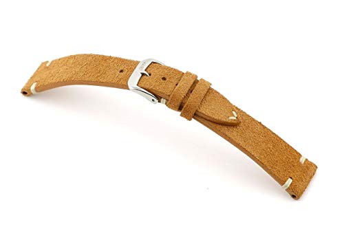 RIOS1931 Herren Uhrenarmband Hudson Mod. 155 Echt Velourleder Breite 18 mm Länge 114/82 mm Farbe Cognac von RIOS1931