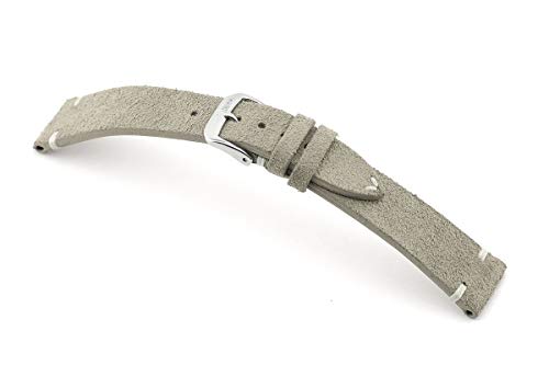 RIOS1931 Herren Uhrenarmband Hudson Mod. 155 Echt Velourleder Breite 22 mm Länge 114/82 mm Farbe steingrau von RIOS1931