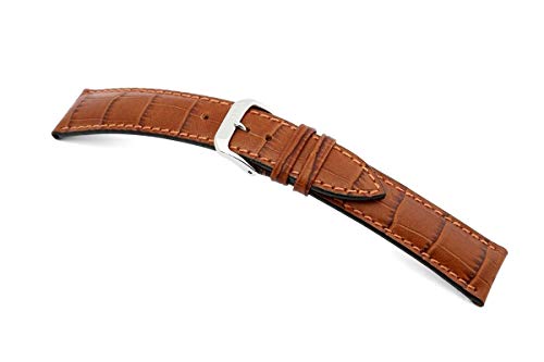 RIOS1931 Herren Uhrenarmband Louisiana Mod. 50 Alligatorennarbung geprägt Breite 22 mm Länge 124/92 mm Farbe Cognac von RIOS1931